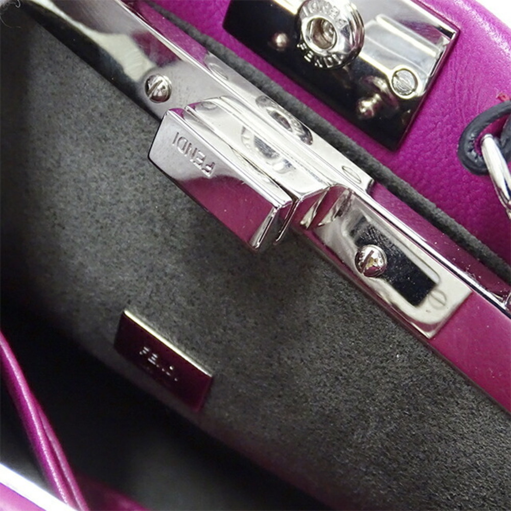 Fendi FENDI Bag Ladies Peekaboo Shoulder Leather Micro Purple 8M0355 - Picture 7 of 16